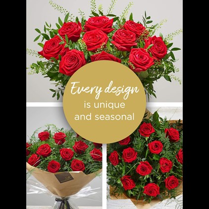 View 12 Red Rose Hand-tied number 1