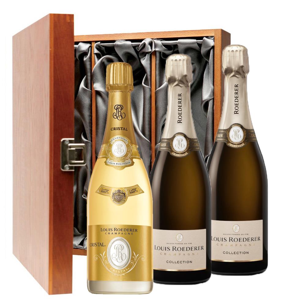 2 x Louis Roederer Collection 242  And 1 Cristal Brut Trio Luxury Gift Boxed Champagne