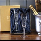 View Presentation Boxed Engraved Golden Wedding Anniversary Royal Scot Champagne flutes/Pair number 1