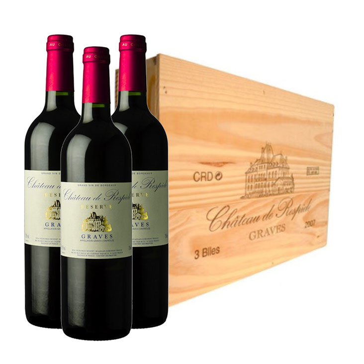 Buy 3 x bottle Chateau de Respide in a wooden box