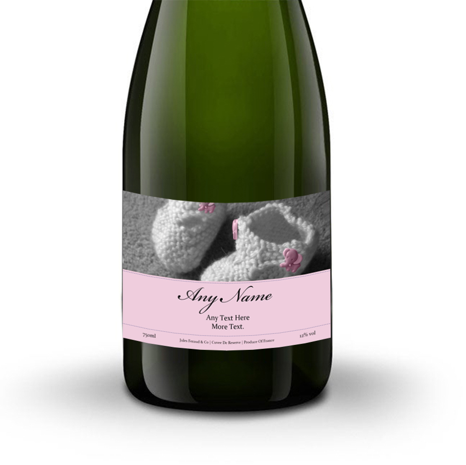Buy And Send Personalised Champagne - Jules Feraud, Brut- New Baby Girl Label Gift Online