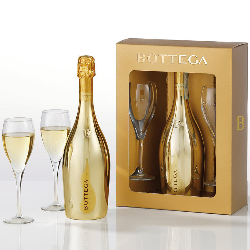 Bottega Gold Prosecco Rarity Gift Set with 2 Flutes 75cl