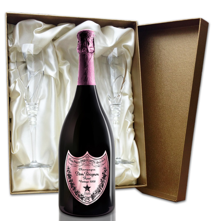 Send Dom Perignon Rose In Gold Presentation Set With Flutes Online