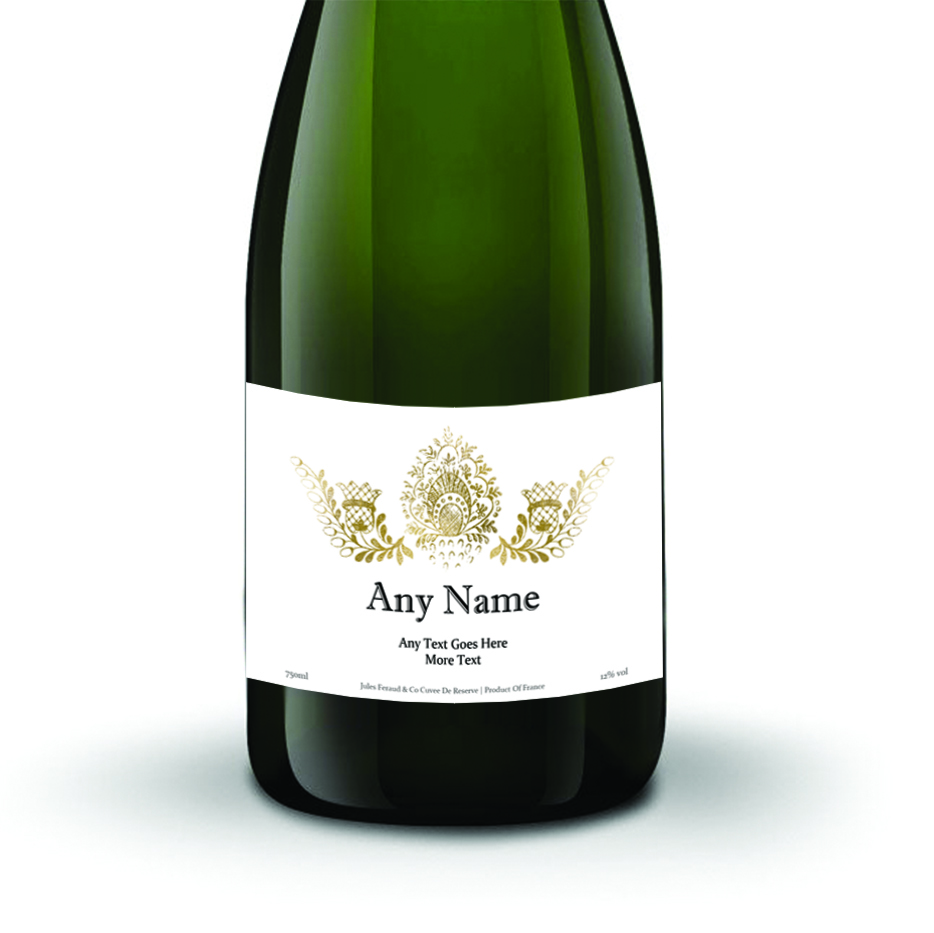 Personalised Champagne - Gold Ornate Label