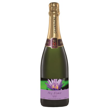 View Personalised Champagne - Purple Flower Label number 1
