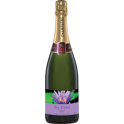 View Personalised Champagne - Purple Flower Label & Truffles, Wooden Box number 1