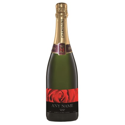 View Personalised Champagne - Red Rose Label number 1