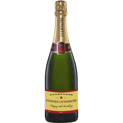 View Personalised Champagne - Red Star Label & Truffles, Wooden Box number 1