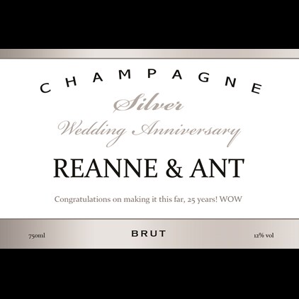 View Personalised Champagne - Silver Anniversary Label & Truffles, Wooden Box number 1