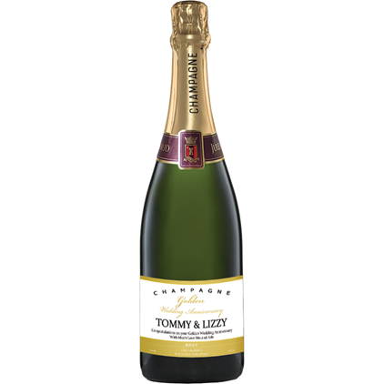 View Personalised Champagne - Golden Anniversary Label & Truffles, Wooden Box number 1