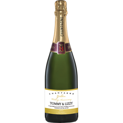 View Personalised Champagne - Golden Anniversary Label & Truffles, Wooden Box number 1