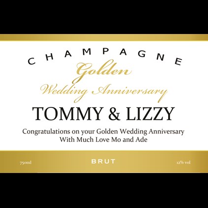 View Personalised Champagne - Golden Anniversary Label & Truffles, Wooden Box number 1