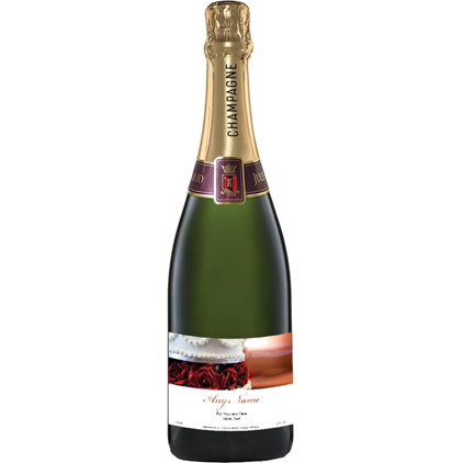View Personalised Champagne - Wedding Cake Label & Truffles, Wooden Box number 1