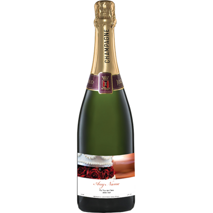 View Personalised Champagne - Wedding Cake Label & Truffles, Wooden Box number 1