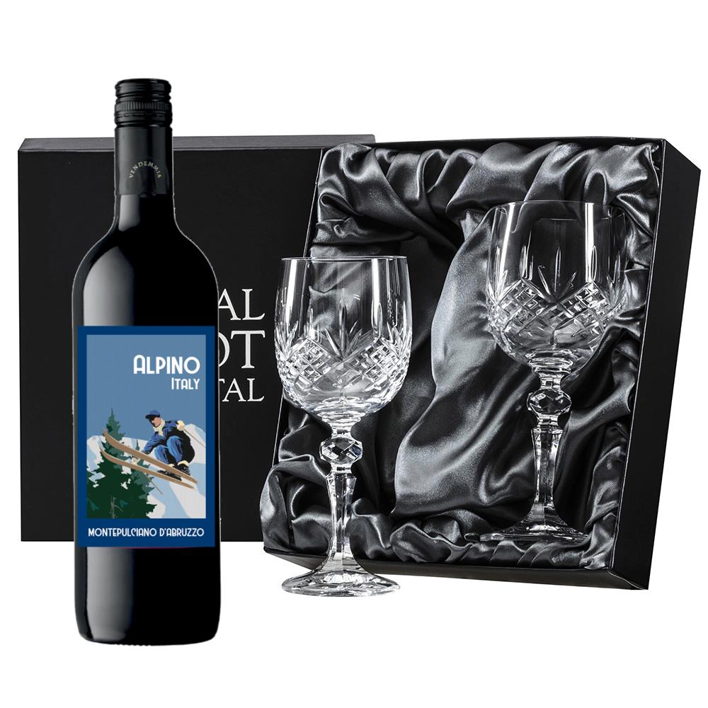 Alpino Montepulciano dAbruzzo 75cl Red Wine, With Royal Scot Wine Glasses
