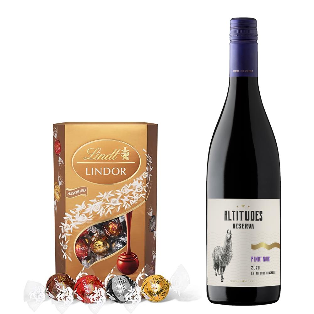 Altitudes Reserva Pinot Noir 75cl Red Wine With Lindt Lindor Assorted Truffles 200g