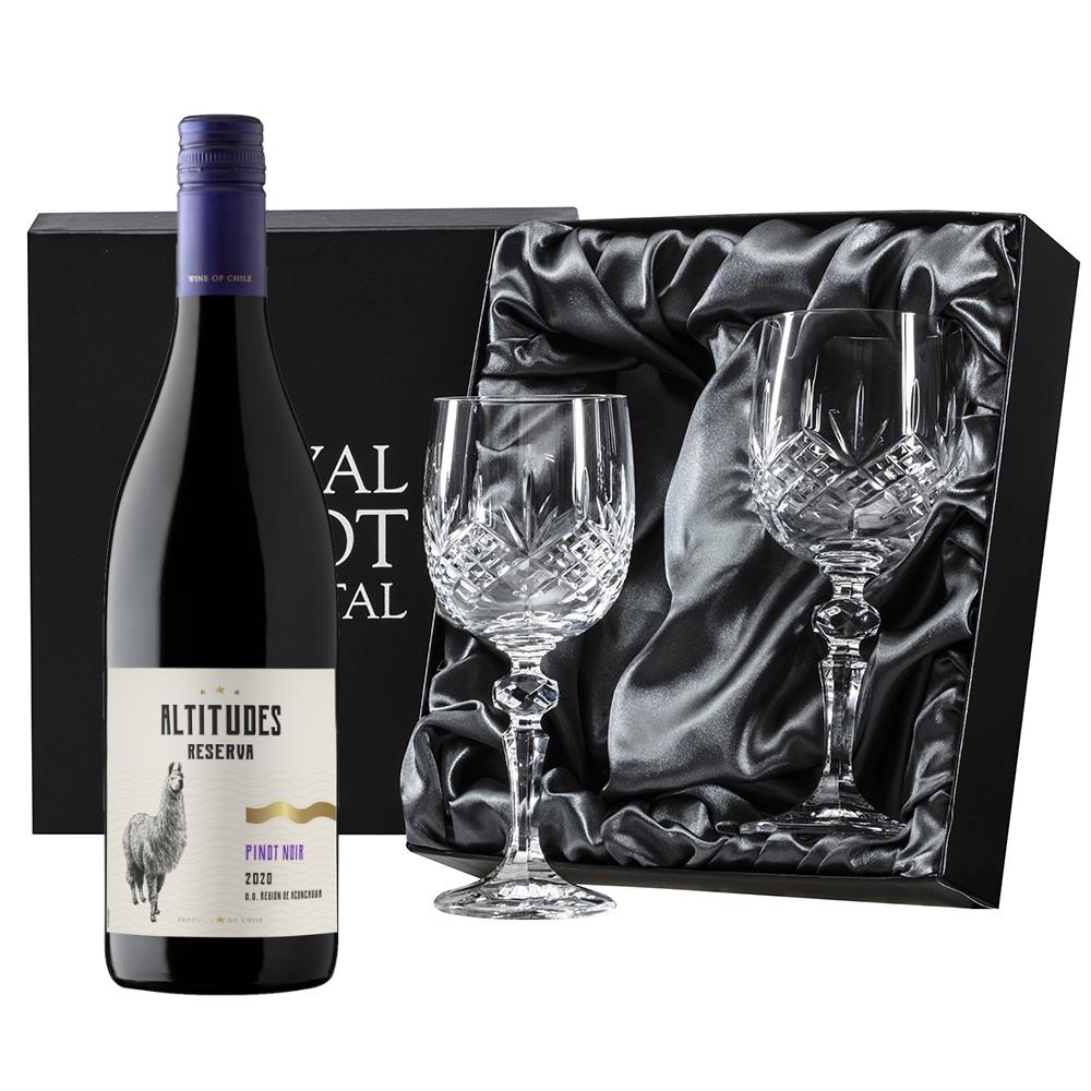 Altitudes Reserva Pinot Noir 75cl Red Wine, With Royal Scot Wine Glasses