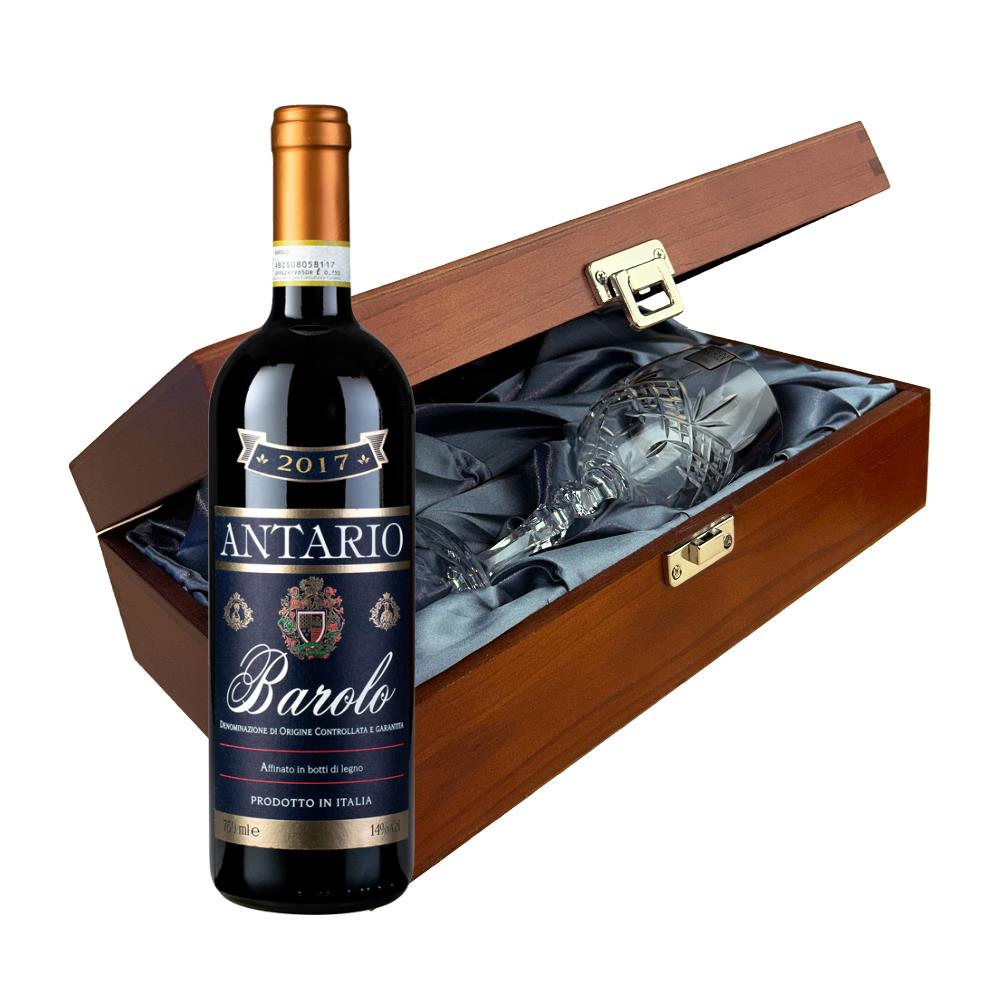 Antario Barolo 75cl Red Wine In Luxury Box With Royal Scot Wine Glass