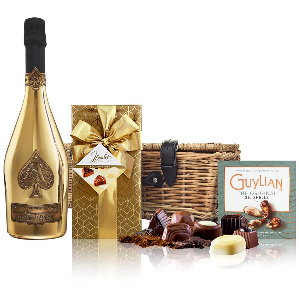 Armand de Brignac Brut Gold 75cl And Chocolates Hamper, Buy online for UK  nationwide delivery