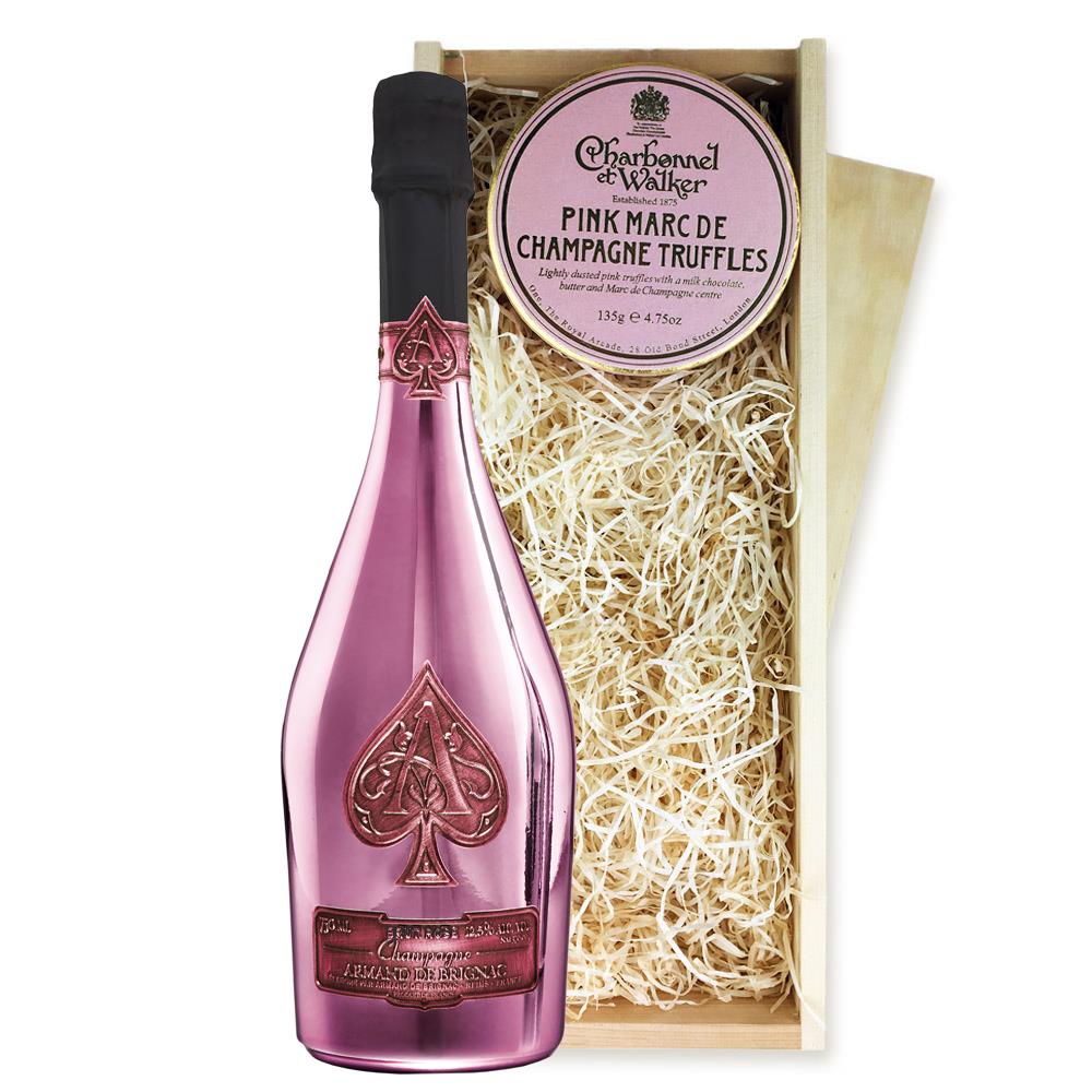 Armand de Brignac Brut Rose 75cl And Pink Marc de Charbonnel Chocolates Box