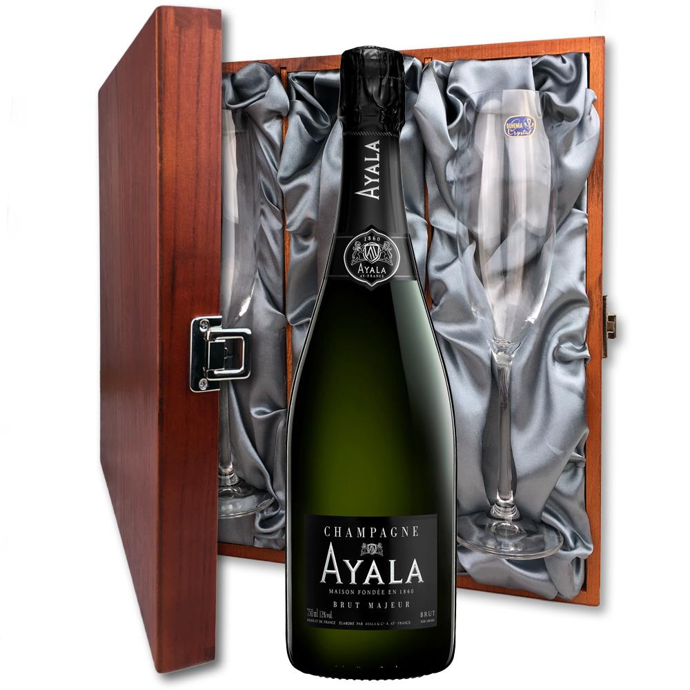 Ayala Brut Majeur Champagne NV 75cl And Flutes In Luxury Presentation Box