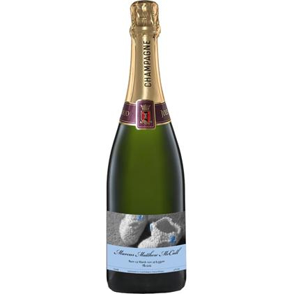 View Personalised Champagne - New Baby Boy Label And Flutes In Luxury Presentation Box number 1