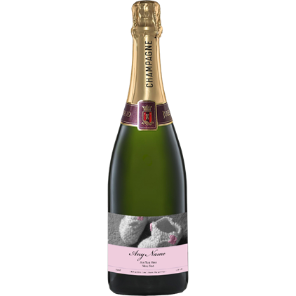 View Personalised Champagne - New Baby Girl Label And Chocolates Hamper number 1