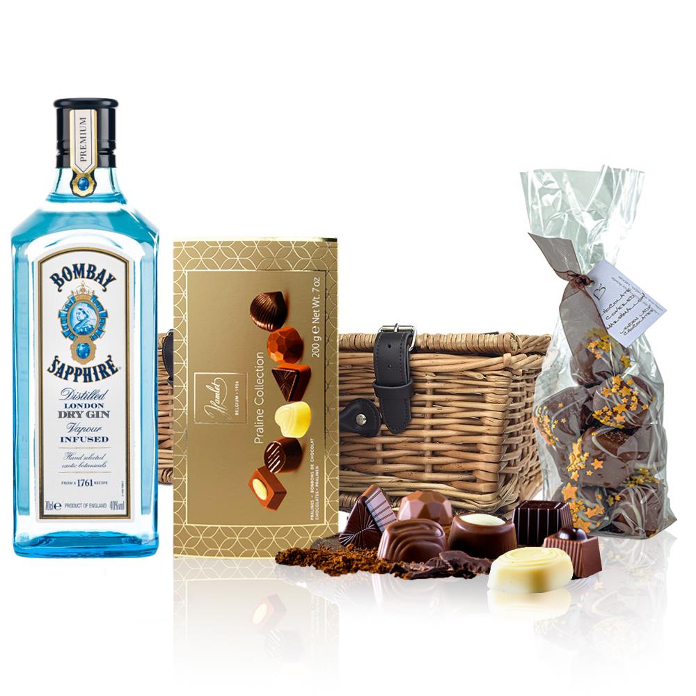Bombay Sapphire Gin 70cl And Chocolates Hamper