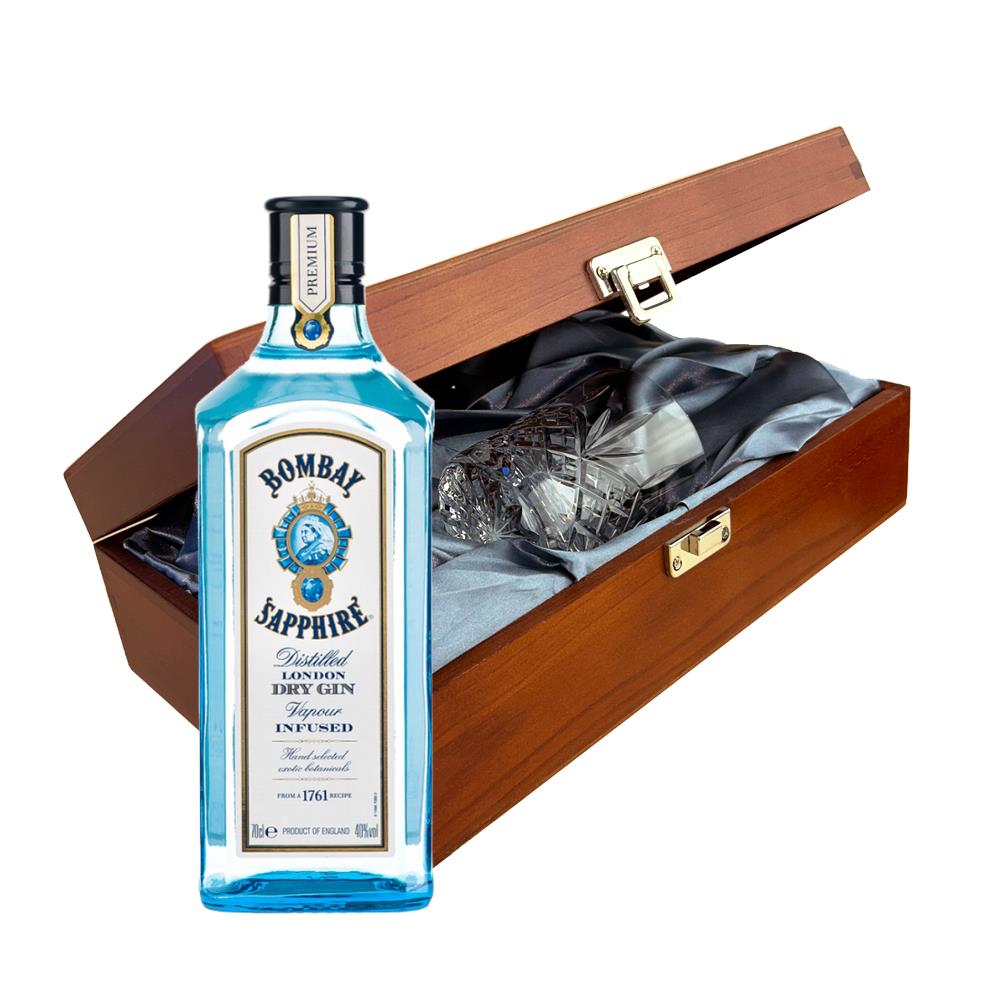 Bombay Sapphire Gin 70cl In Luxury Box With Royal Scot Glass