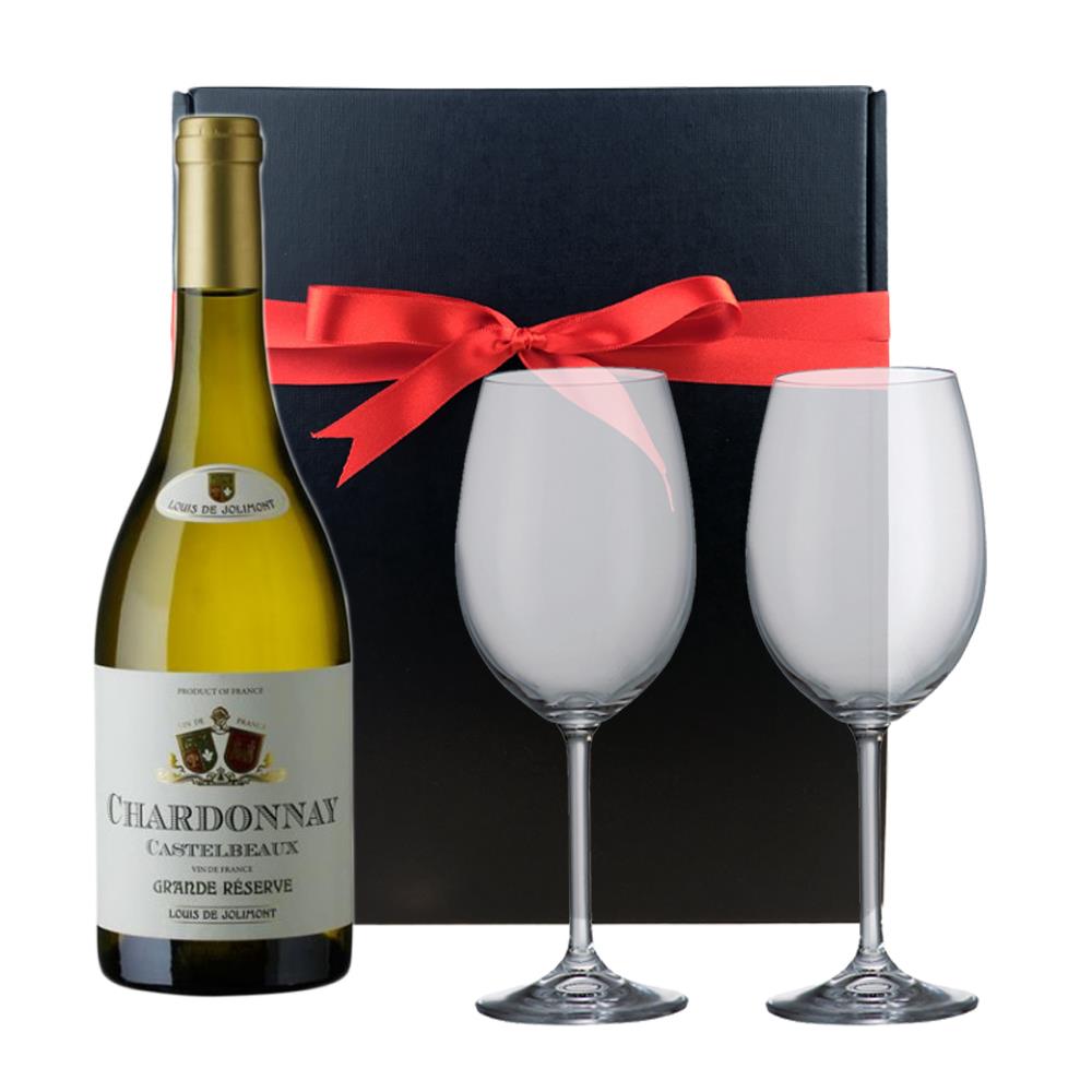 Castelbeaux Chardonnay And Bohemia Glasses In A Gift Box