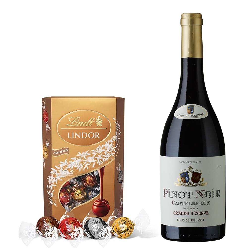Castelbeaux Pinot Noir 75cl Red Wine With Lindt Lindor Assorted Truffles 200g