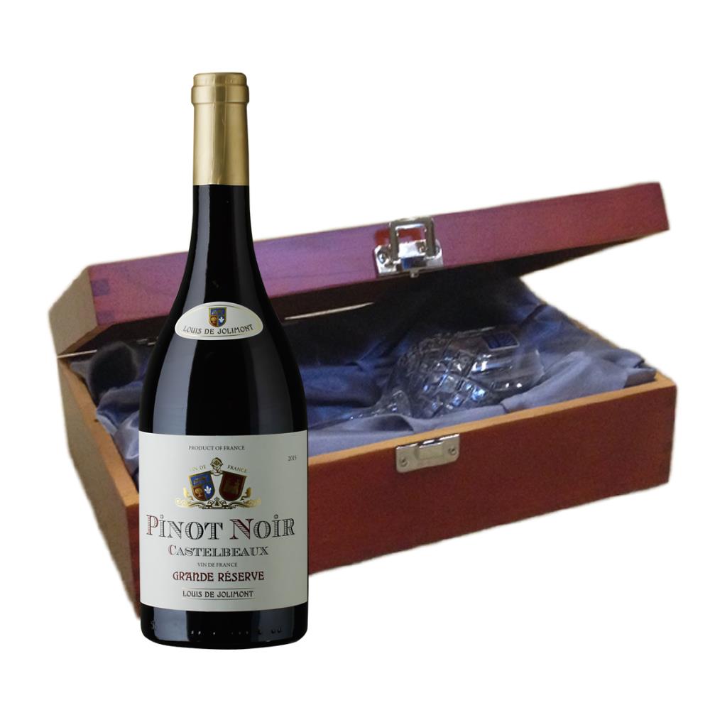Castelbeaux Pinot Noir In Luxury Box With Royal Scot Wine Glass