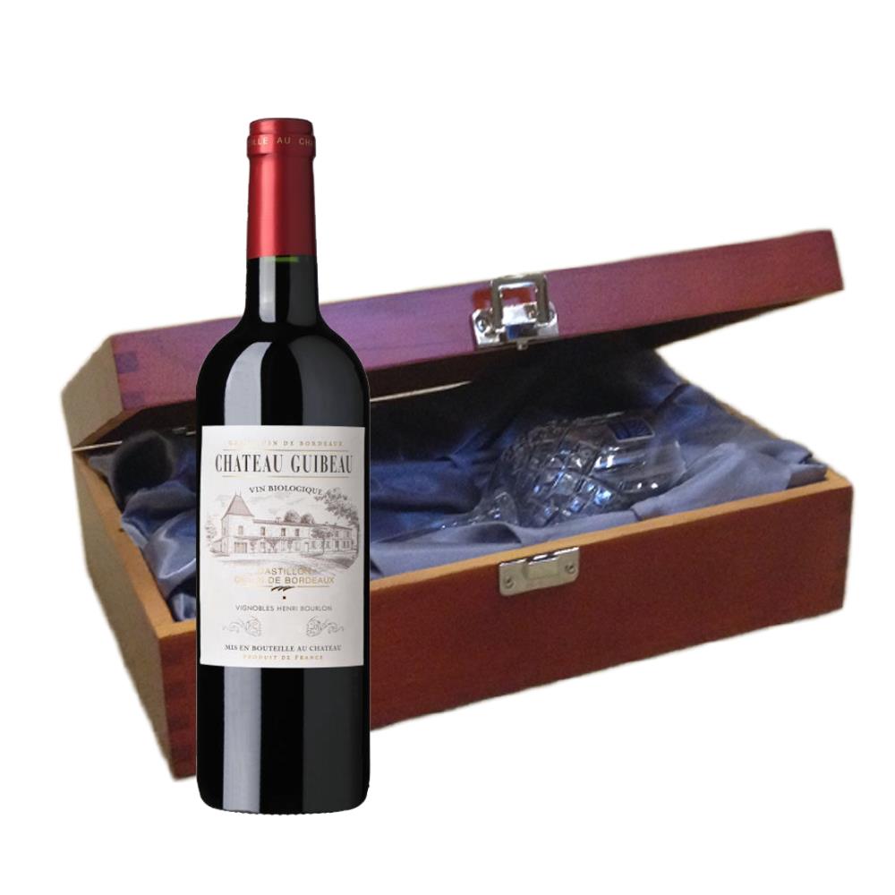 Chateau Guibeau Bordeaux Wine 75cl In Luxury Box With Royal Scot Wine Glass