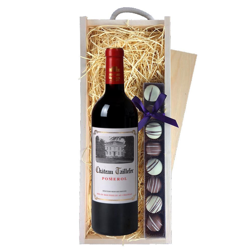 Chateau Taillefer Bordeaux - Pomerol 75cl Red Wine & Truffles, Wooden Box