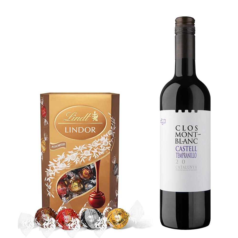Clos Montblanc  Castell Tempranillo 75cl With Lindt Lindor Assorted Truffles 200g