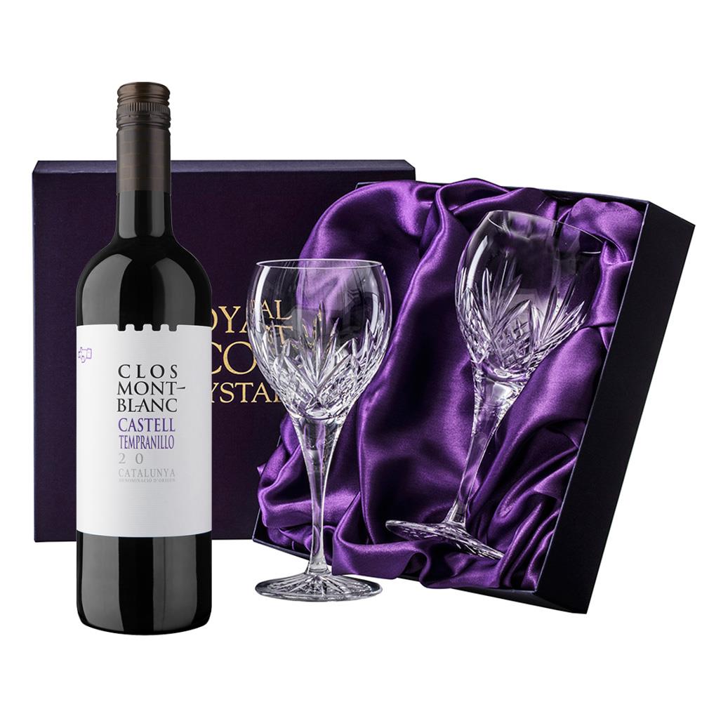 Clos Montblanc  Castell Tempranillo 75cl, With Royal Scot Wine Glasses