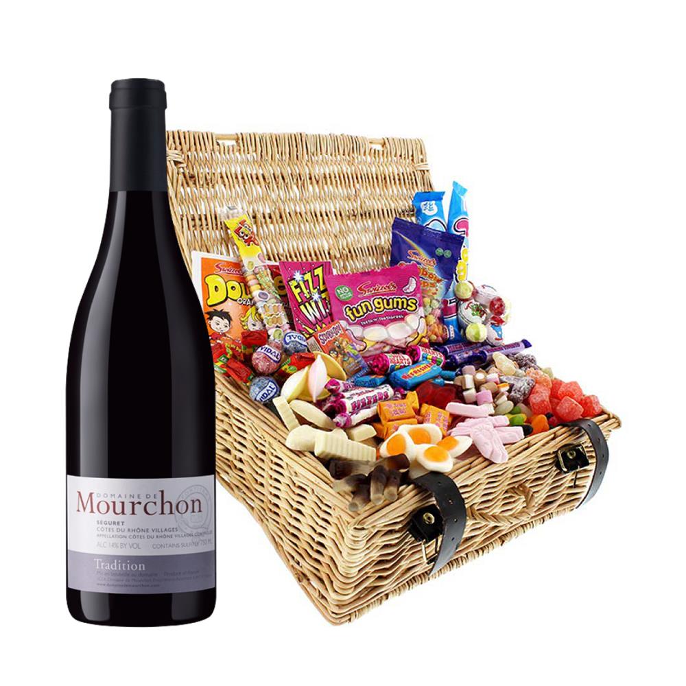 Domaine Mourchon Cotes du Rhone Tradition 75cl Red Wine And Retro Sweet Hamper