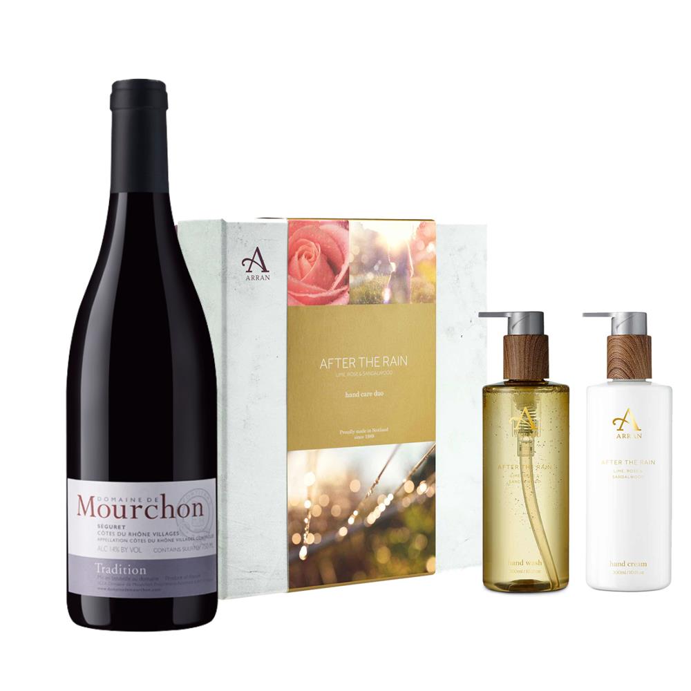 Domaine Mourchon Cotes du Rhone Tradition 75cl Red Wine with Arran After The Rain Hand Care Set