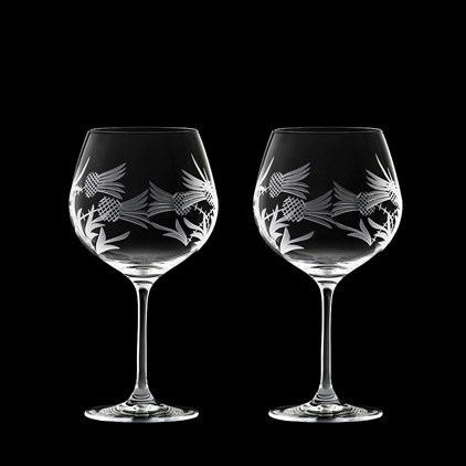 View Flower of Scotland 2 Gin and Tonic Copa Glasses 210mm (Gift Boxed) Royal Scot Crystal number 1