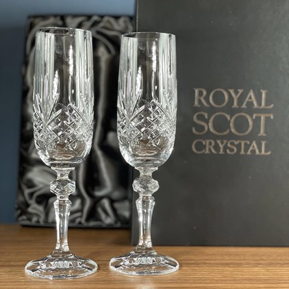 View Glencoe 2 Crystal Champagne Glasses 215 mm (Presentation Boxed) Royal Scot Crystal number 1
