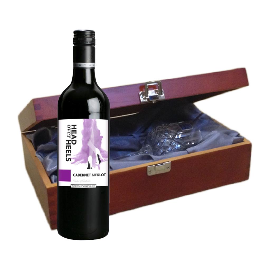 Head over Heels Cabernet Merlot In Luxury Box With Royal Scot Wine Glass