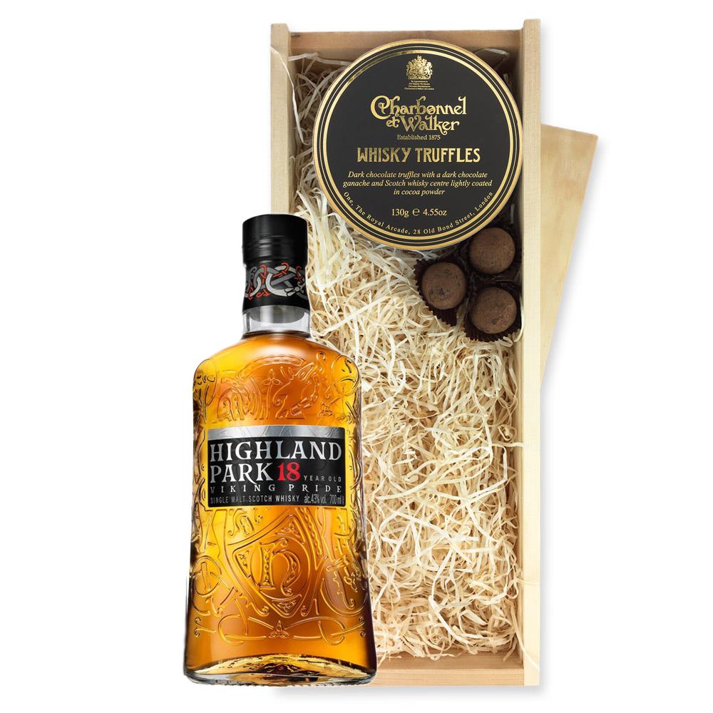 Highland Park 18 year old Malt 70cl And Whisky Charbonnel Truffles Chocolate Box