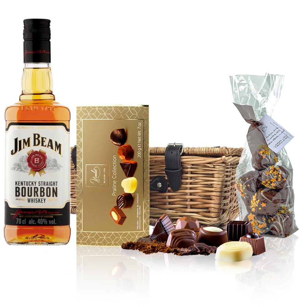 Jim Beam White Label Bourbon Whisky 70cl And Chocolates Hamper