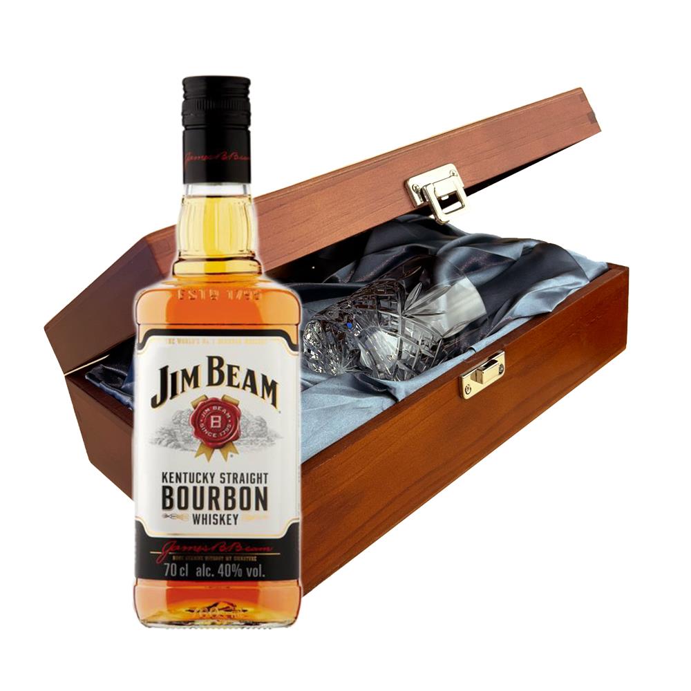 Jim Beam White Label Bourbon Whisky 70cl In Luxury Box With Royal Scot Glass