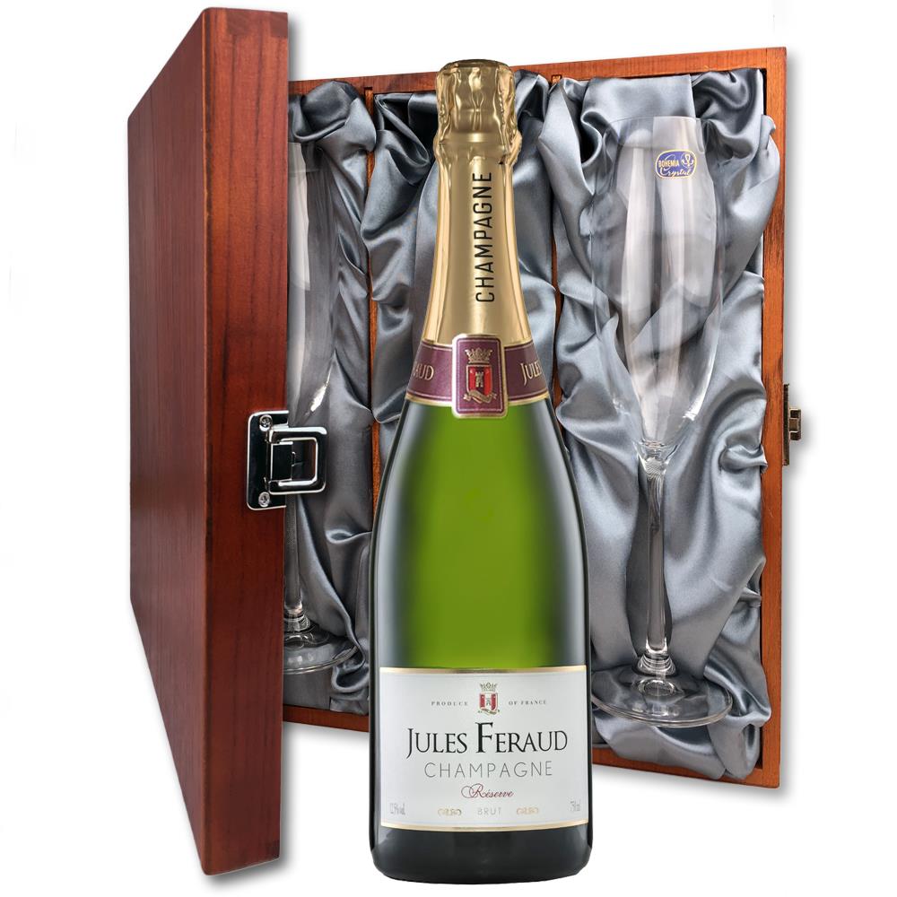 Jules Feraud Brut 75cl And Flutes In Luxury Presentation Box