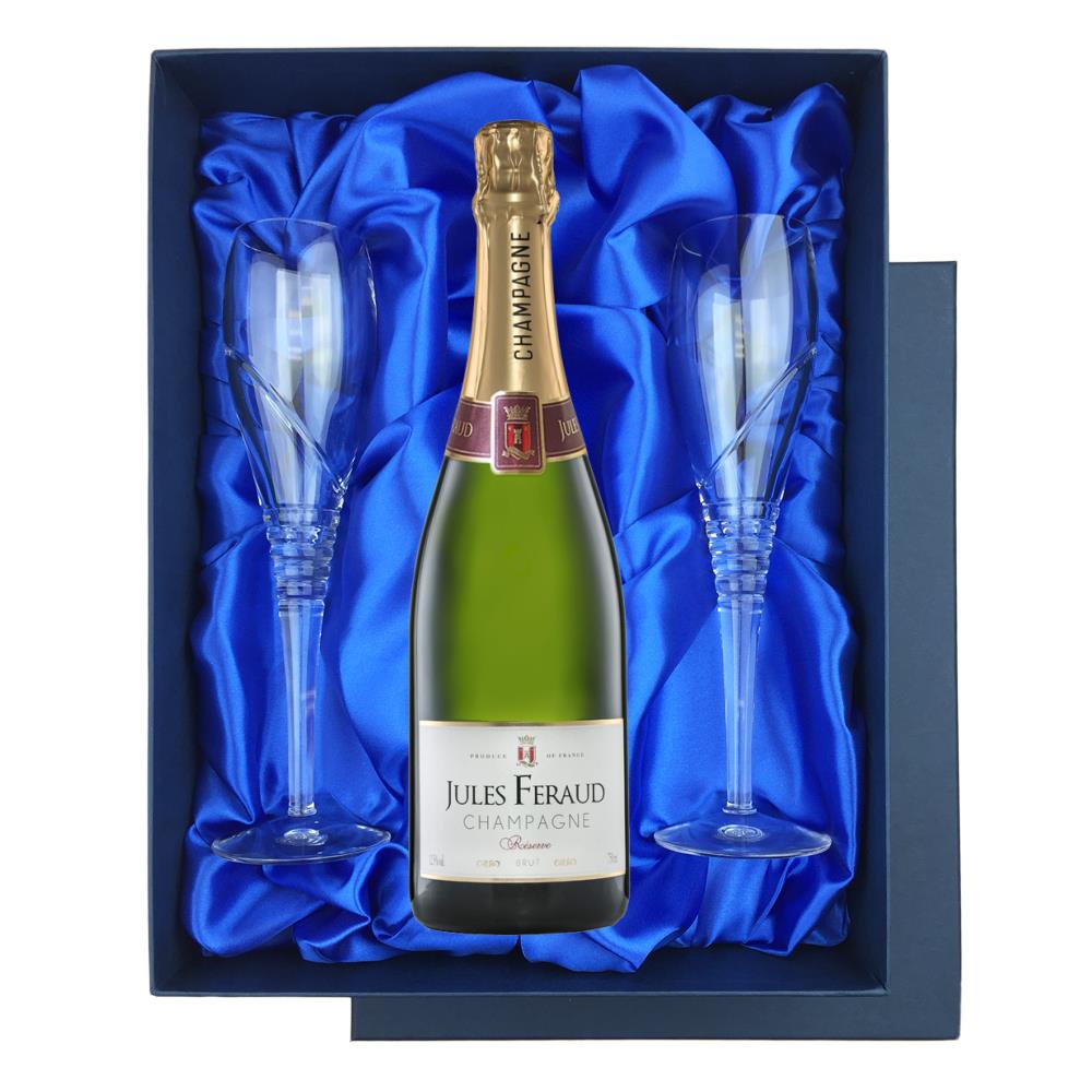 Jules Feraud Brut 75cl in Blue Luxury Presentation Set With Flutes
