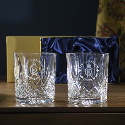 View Royal Scot Crystal - King's Coronation - Highland - 2 Large Tumblers Presentation Boxed number 1