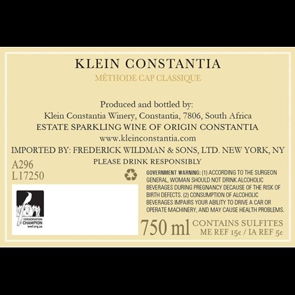 View Klein Constantia Cap Classique Blanc de Blanc 75cl Gift Boxed number 1