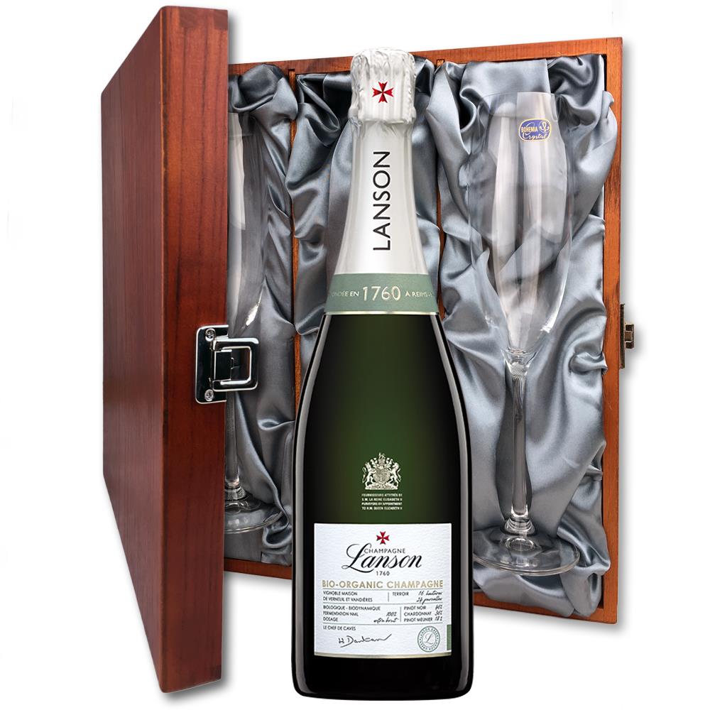 Lanson Le Green Label Organic Champagne 75cl And Flutes In Luxury Presentation Box