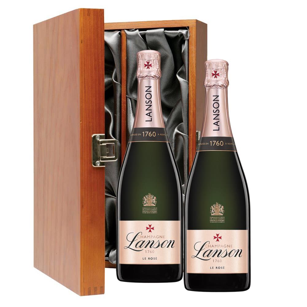 Lanson Le Rose Label Champagne 75cl Twin Luxury Gift Boxed Champagne (2x75cl)